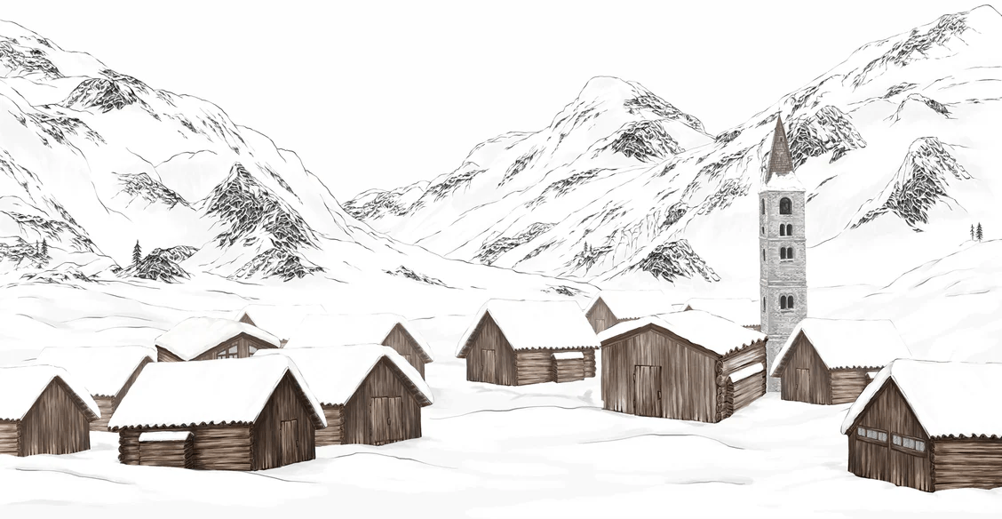 Papier peint village val d'Isère