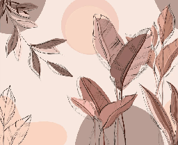 Papel pintado panorámico con motivos vegetales gráficos