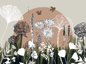 Papier peint panoramique illustration florale