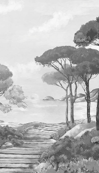 Papel pintado «Paseo por las calas» en blanco y negro