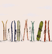 Papier peint skis colorés beige