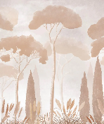 Papier peint sépia cyprès pins