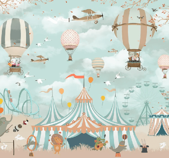 Papier peint circus animaux - Muralconcept