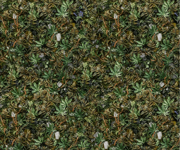 Papel pintado panorámico trampantojo pared vegetal