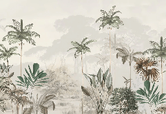Papier peint panoramique jungle eden vert