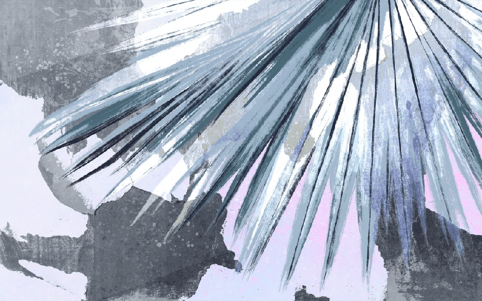 Papier peint panoramique rétro palm bleu