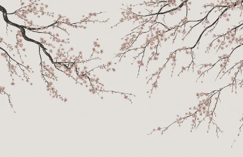 Papier peint panoramique Sakura beige