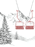 Papier peint immersion Alpine - Télésiège rouge - Muralconcept