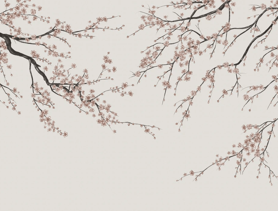 Papier peint panoramique Sakura beige