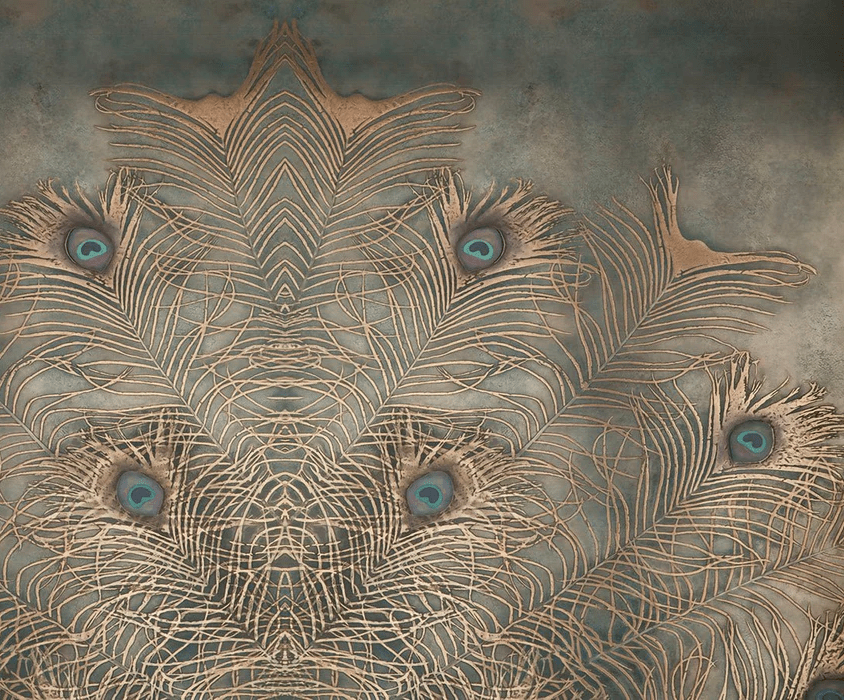 Papier Peint Majestueuse Plume Paon - Muralconcept