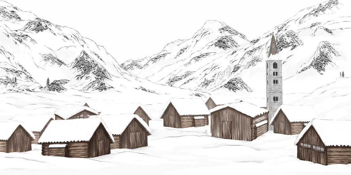 Papier peint village val d'Isère
