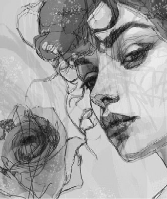 Papier peint visage féminin blue rose