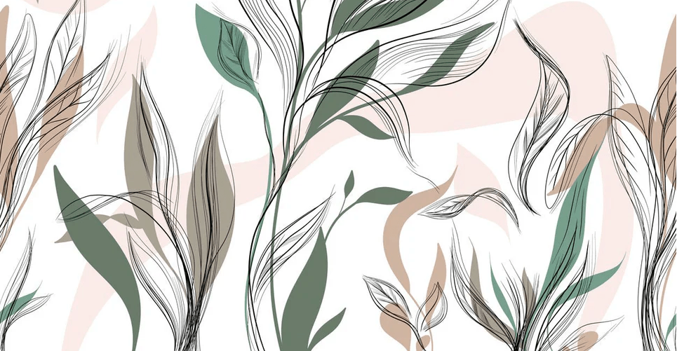 Papier peint panoramique fleur graphique - Muralconcept