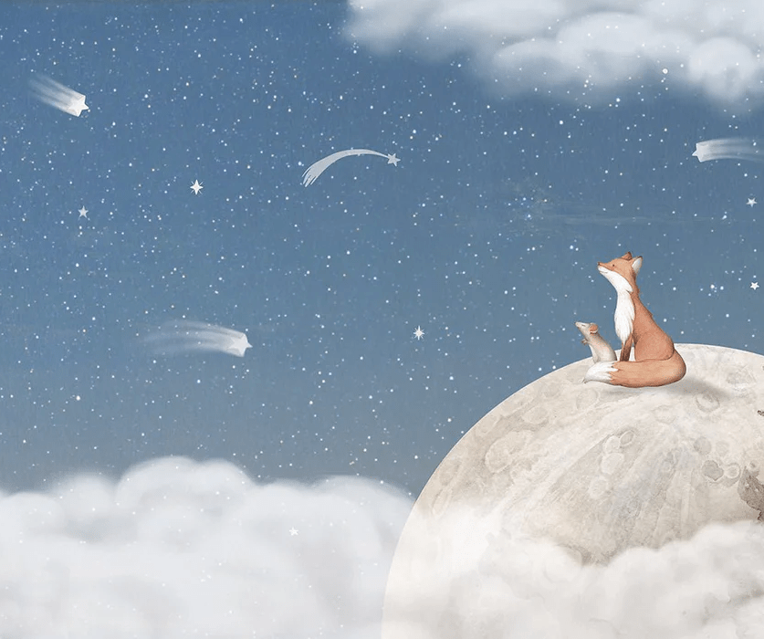 Papel pintado para bebé Noche tranquila azul