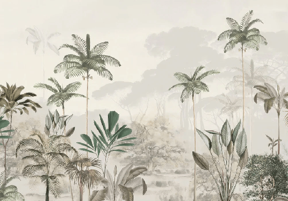 Papel pintado panorámico jungla eden verde