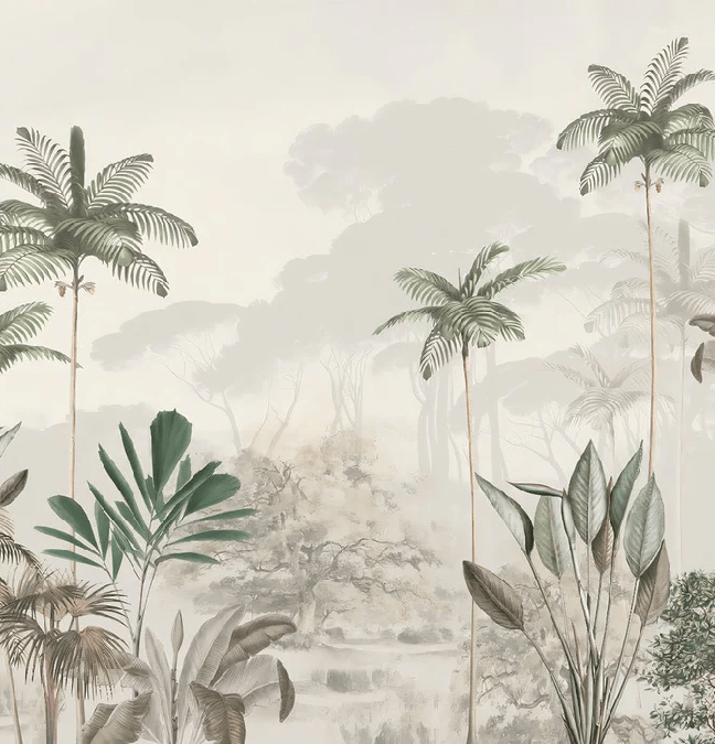 Papel pintado panorámico jungla eden verde