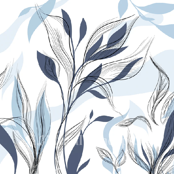 Papel pintado gráfico de flores azules