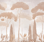 Papel pintado sepia cipreses pinos