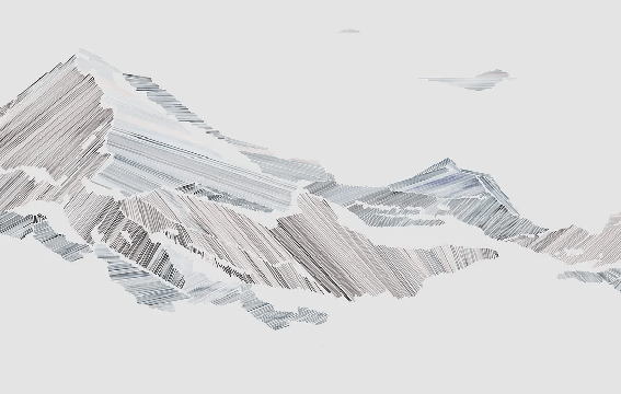 Papier peint restaurant montagne graphique style, XXL, tendance