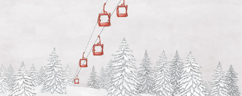 Papel pintado montaña telecabina roja