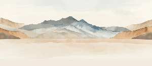 Papel pintado panorámico montaña acuarela pastel – Decoración mural paisaje relajante