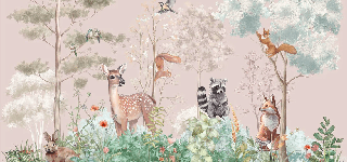 Papier peint chambre enfant nature magique rose