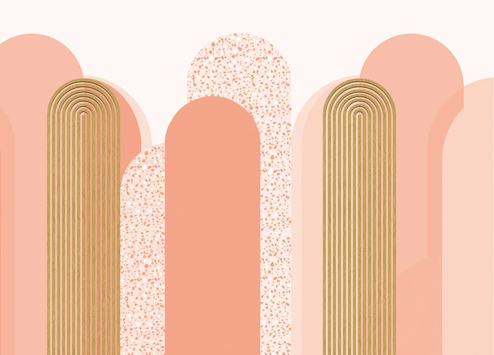 Papier peint Art déco graphique tendance rosé
