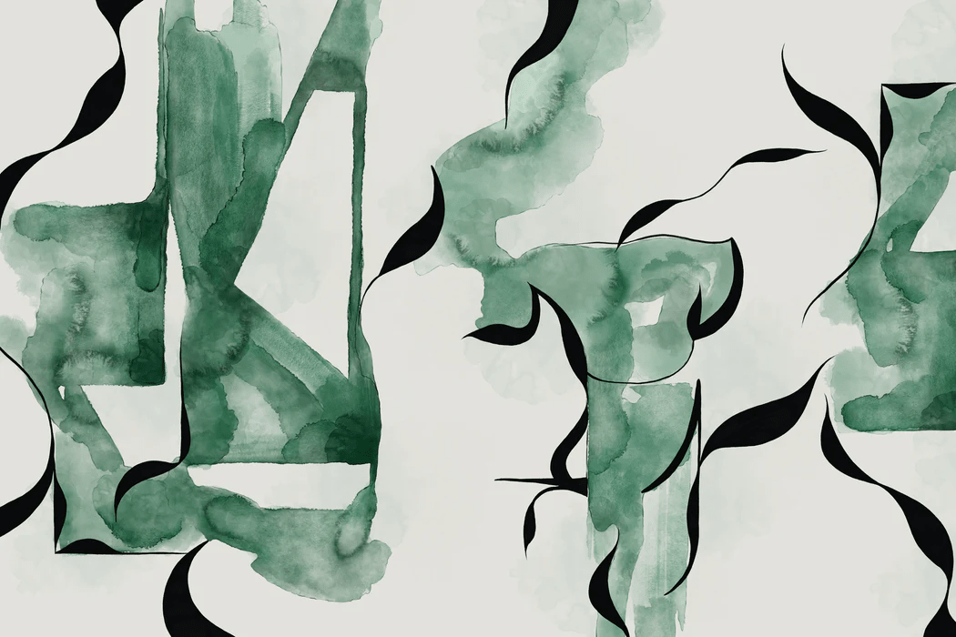 Papier peint abstrait moderne – Abstract Green Flow - Muralconcept