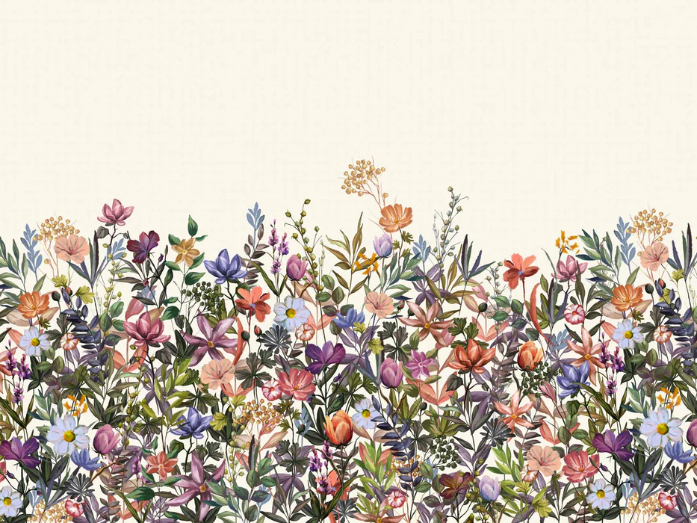Papier peint fleurs au pinceau coloré - Muralconcept