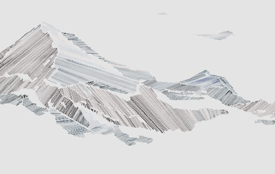 Papier peint restaurant montagne graphique style, XXL, tendance