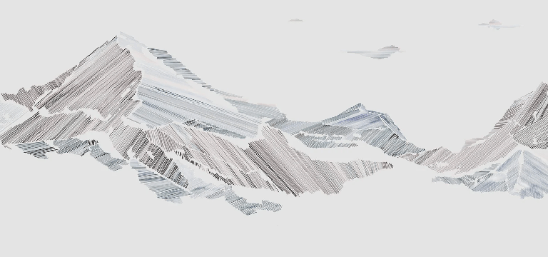 Papier peint restaurant montagne graphique style