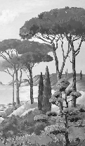 Papier peint balade dans les calanques noir et blanc