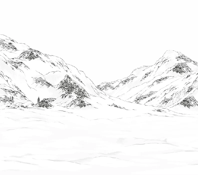 Papel pintado blanco y negro del valle del Isère