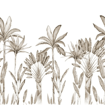 Papel pintado panorámico Palmera Sepia Acuarela