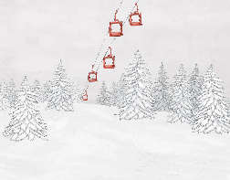 Papier peint montagne télécabine rouge