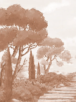 Papier peint balade dans les calanques terracotta