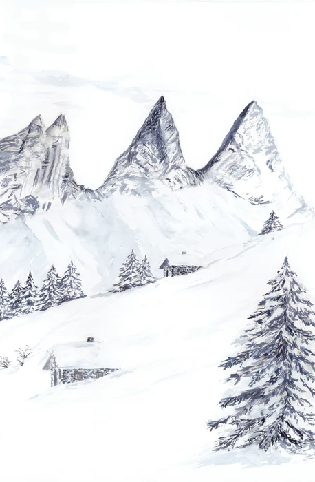 Papier peint aquarelle d’un rêve Alpin