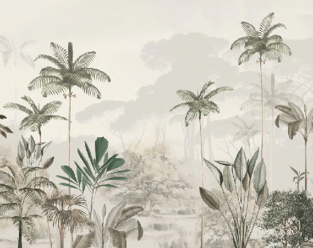 Papel pintado panorámico jungla eden verde