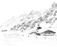 Papier peint Clusaz ski fond montagne Confins, XXL, tendance