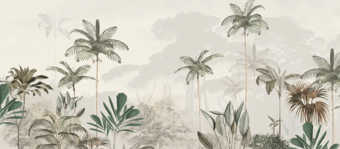 Papel pintado panorámico jungla eden verde