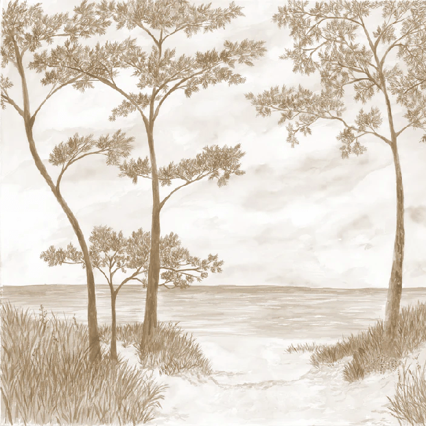 Papier peint Pins maritimes et dunes - Sépia - Muralconcept