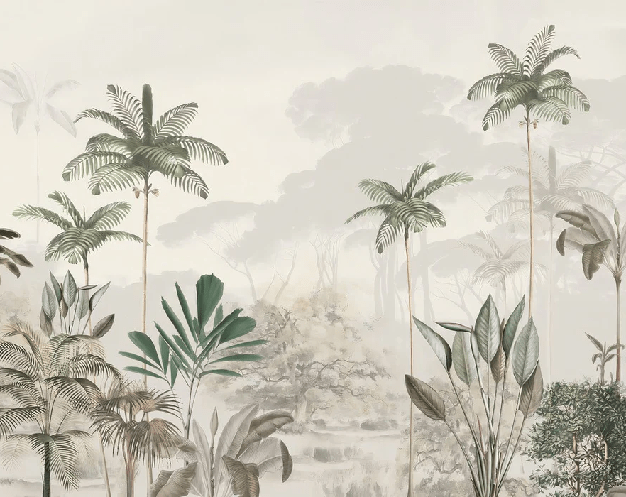 Papel pintado panorámico jungla eden verde