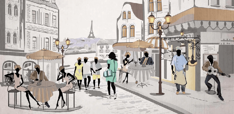Papier peint bistrot paris café en terrasse - Muralconcept
