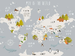 Papier peint Carte du monde enfant