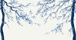 Papier peint panoramique fleur Sakura blanc - Muralconcept