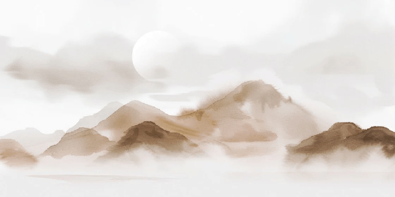 Papel pintado montañas veladas – Resplandor sepia