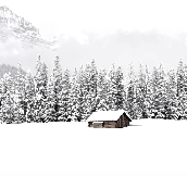 Papier peint panoramique chalet en montagne