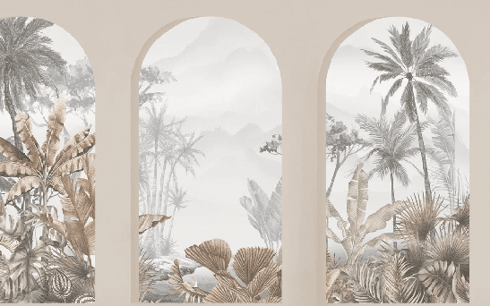 Papier peint arches tropicales sépia - Muralconcept
