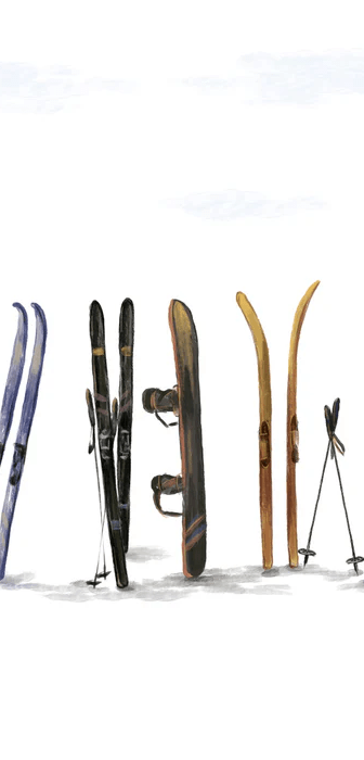 Papier peint panoramique skis colorés