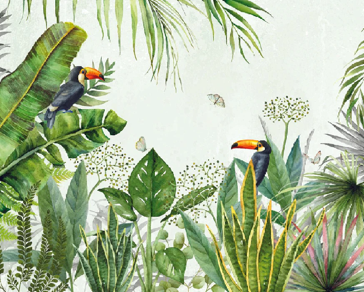 Papier peint Jungle oiseau exotique - Muralconcept